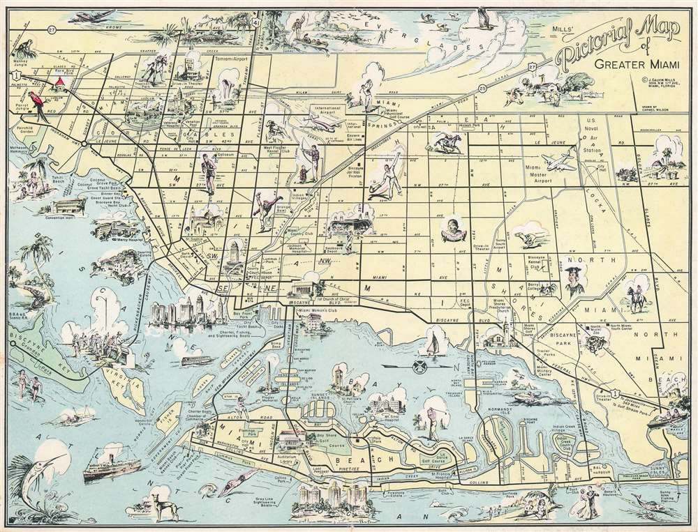Mills' Pictorial Map of Greater Miami. - Main View