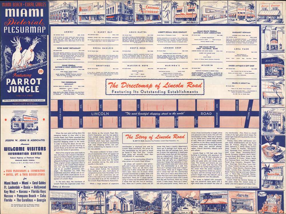 Florida Tourist Pictorial Plesurmap of These Magic Miamis and parts of Dade and Broward Counties. - Alternate View 1