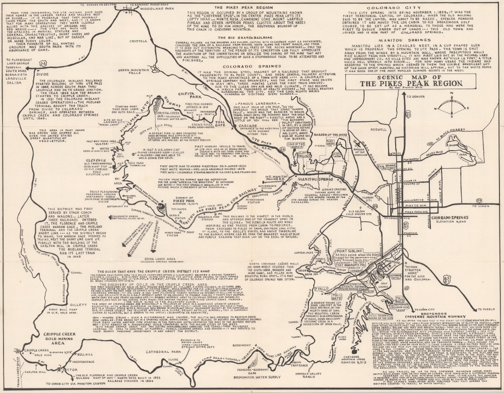 Scenic Map of the Garden of the Gods / Scenic Map of the Pikes Peak Region. - Alternate View 2