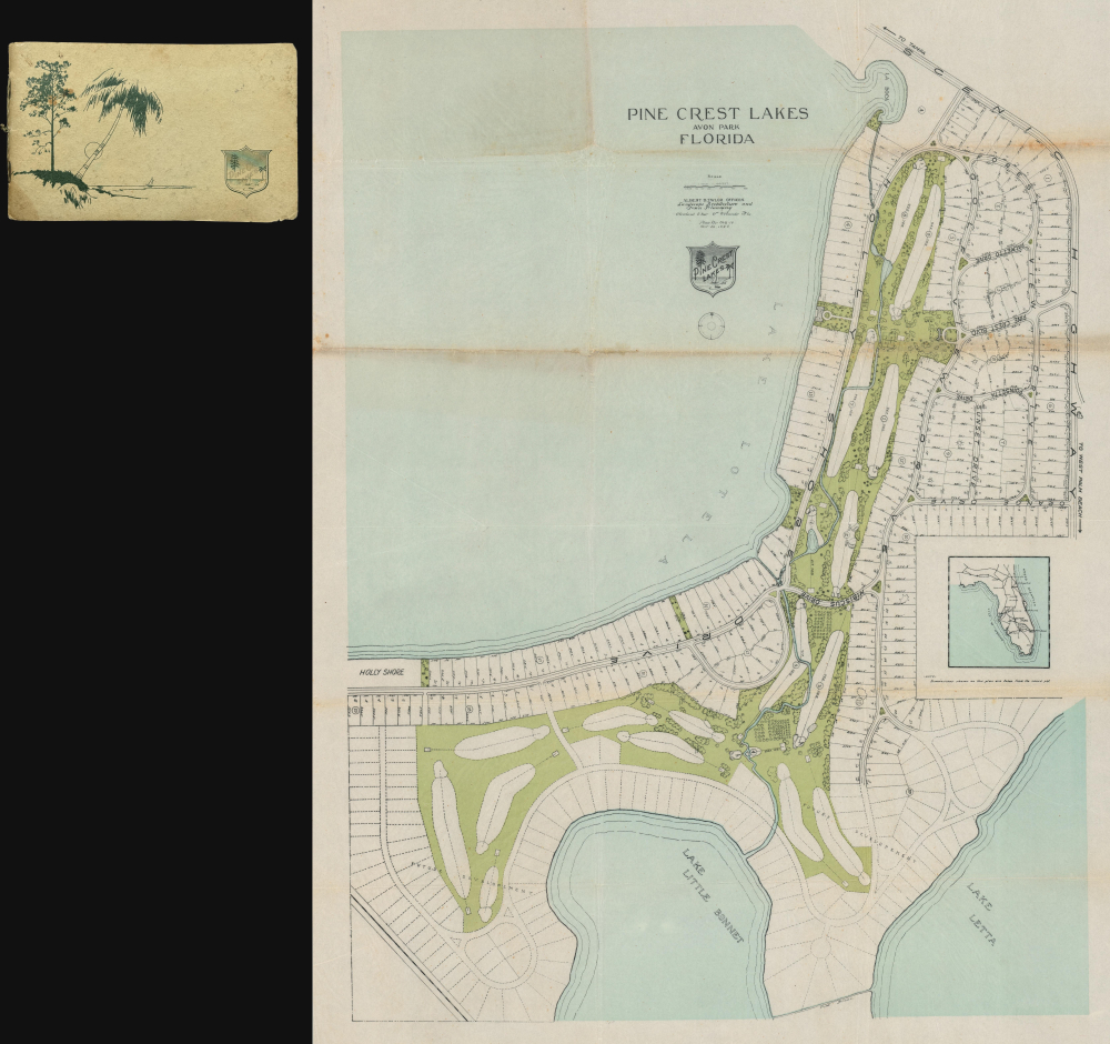 1925 Taylor Town Planning Map of Pine Crest Lakes, Avon Park, Florida