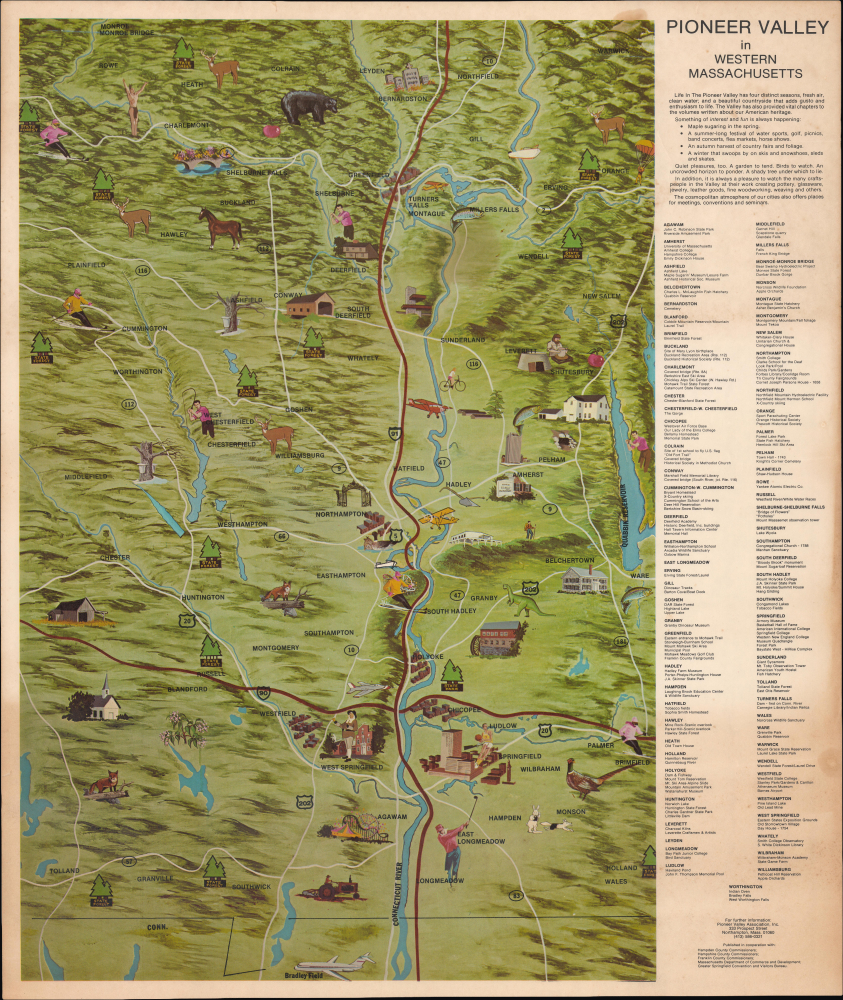 1980 Pioneer Valley Association Pictorial Map of Pioneer Valley, Massachusetts