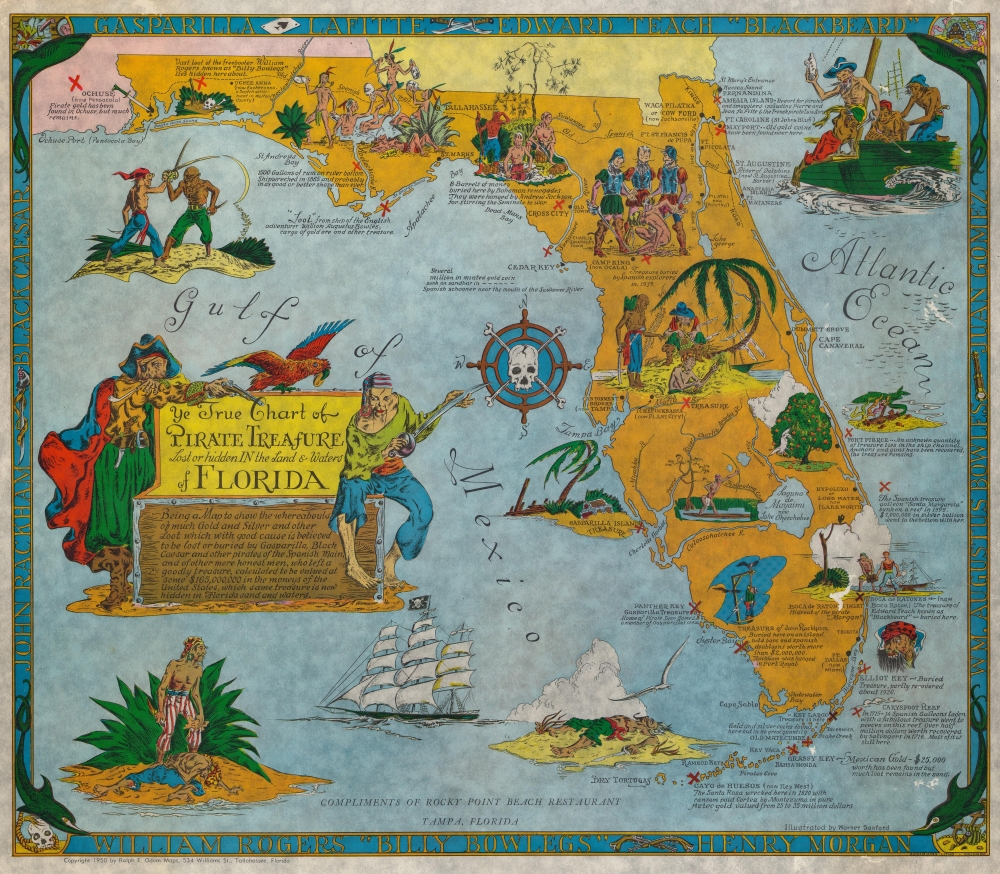 Ye True Chart of Pirate Treasure Lost hidden In the Land and Waters of Florida. - Main View