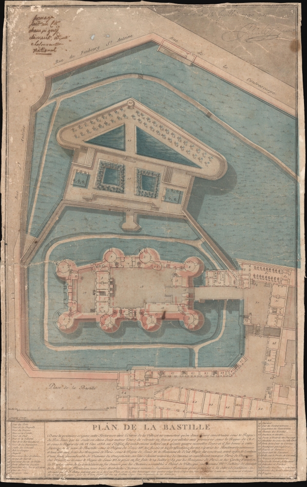 1790 Palloy Plan or Map of the Bastille, Paris, France
