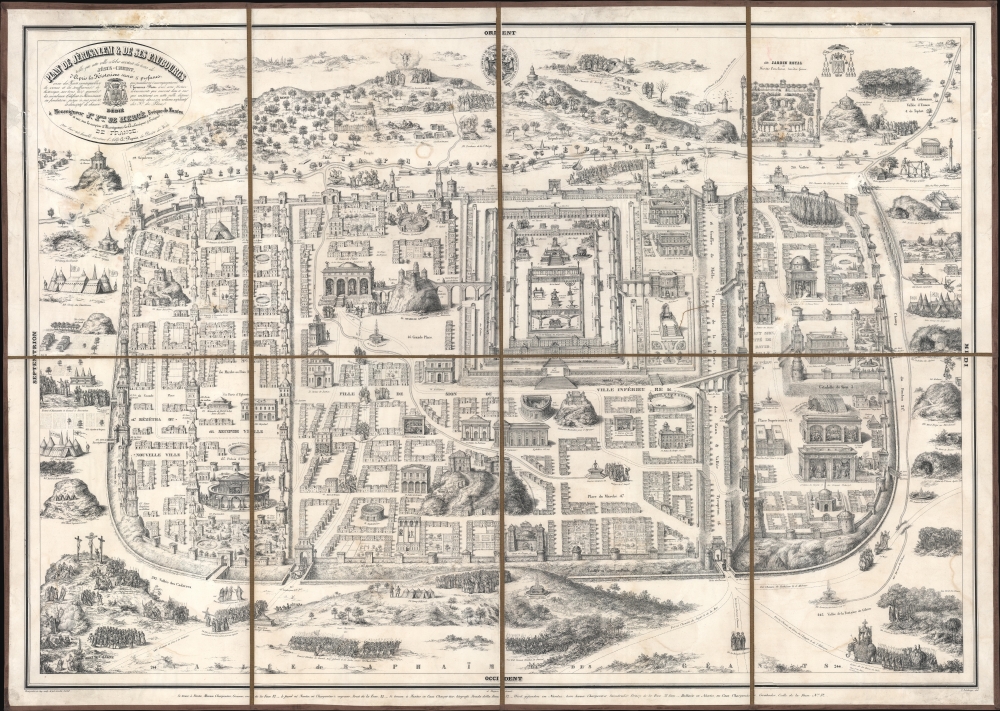 Plan de Jérusalem et de ses Faubourgs telle que cette ville célèbre existait du tems de Jésus-Christ, d'Après les Historiens sacrés et profanes... - Main View