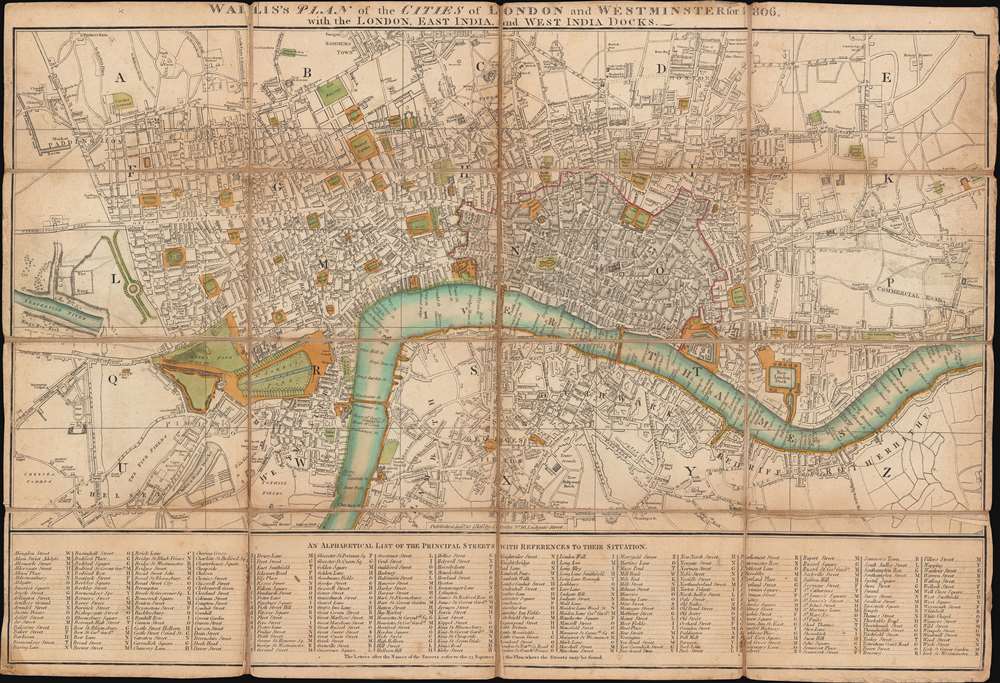 Wallis's Plan of the Cities of London and Westminster for 1806 with the London, East India, and West India Docks. - Main View