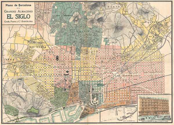 Plano de Barcelona de los Grandes Almacenes El Siglo. - Main View