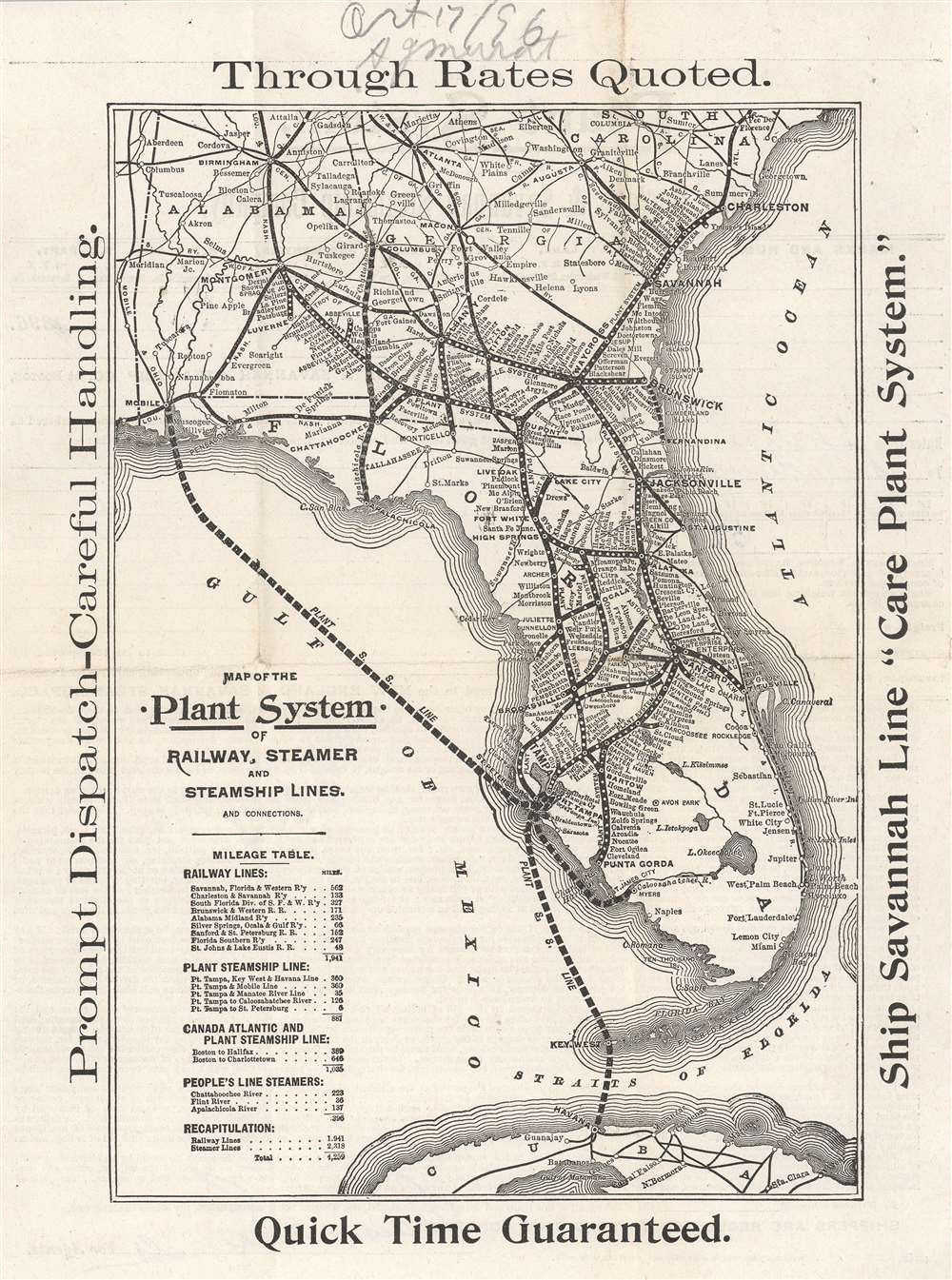 Map of the Plant System of Railway, Steamer, and Steamship Lines. And Connections. - Main View