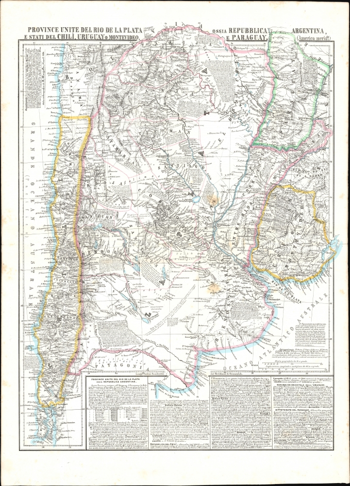 1856 Marzolla Map of Chile, Argentina, Paraguay, and Uruguay