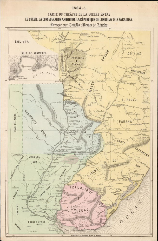 1869 Candido Mendes Map of the Theater of the Paraguayan War