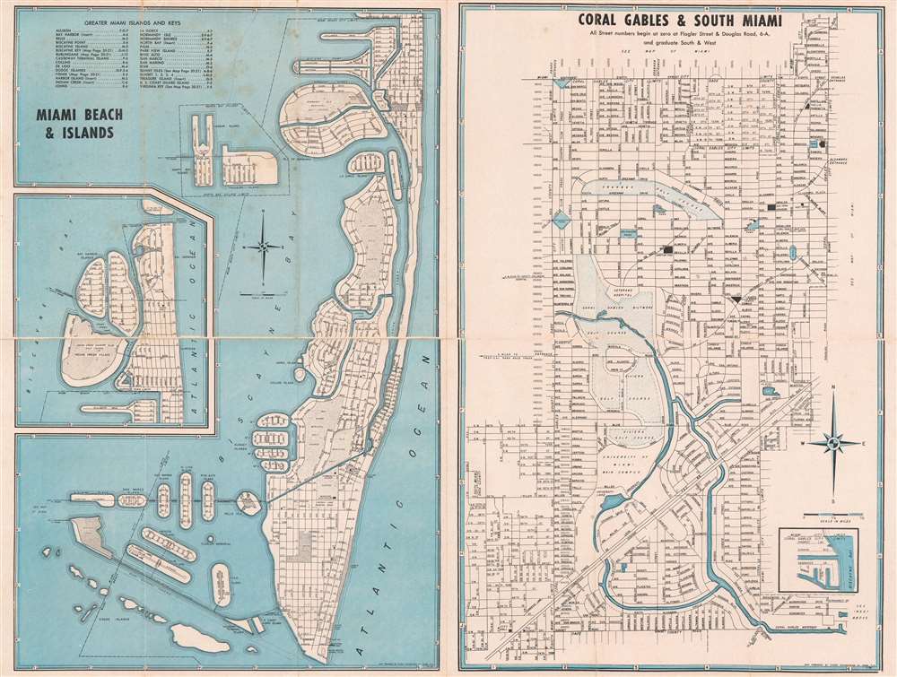 Miami Beach and Islands. / Coral Gables and South Miami. / Hialeah - Miami Springs. / Miami and El Portal. / North Dade County. / Greater Miami - Corporate Community Limits. - Alternate View 3