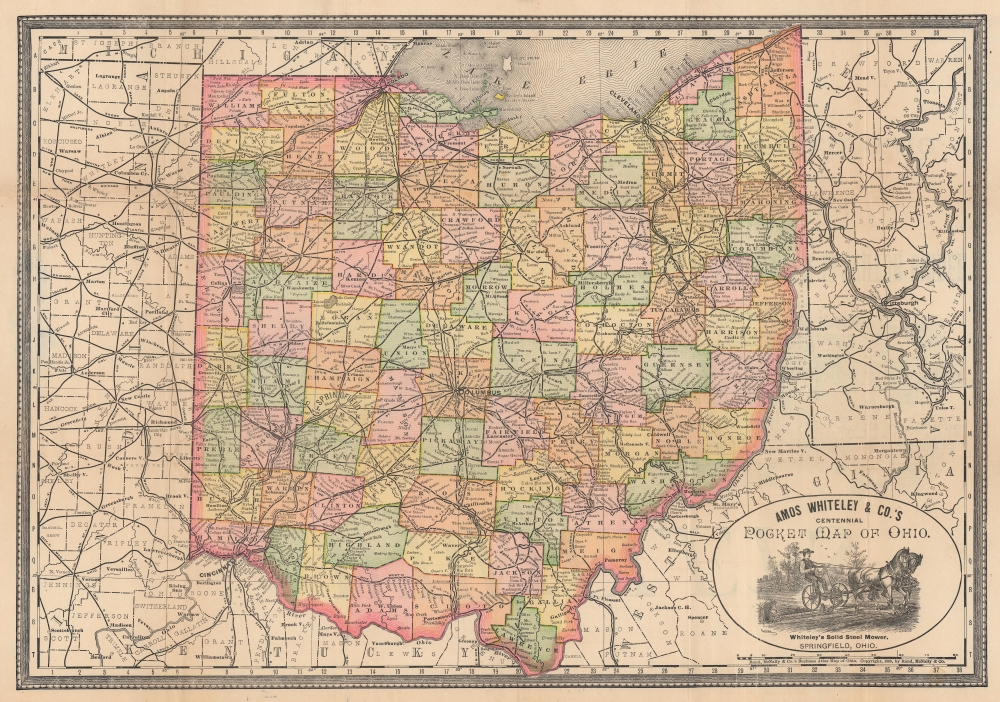 Whiteley's Centennial Pocket Map of the Great State of Ohio. - Main View