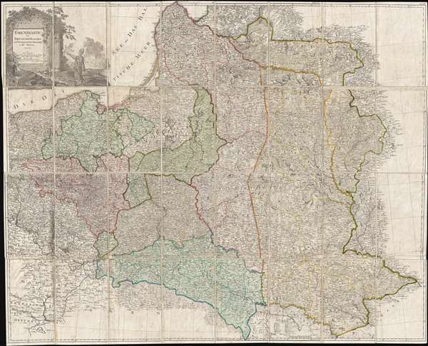 Grenzkarte der Preussischen Russischen und Oestreichischen Monarchien in XVI Blättern. - Main View