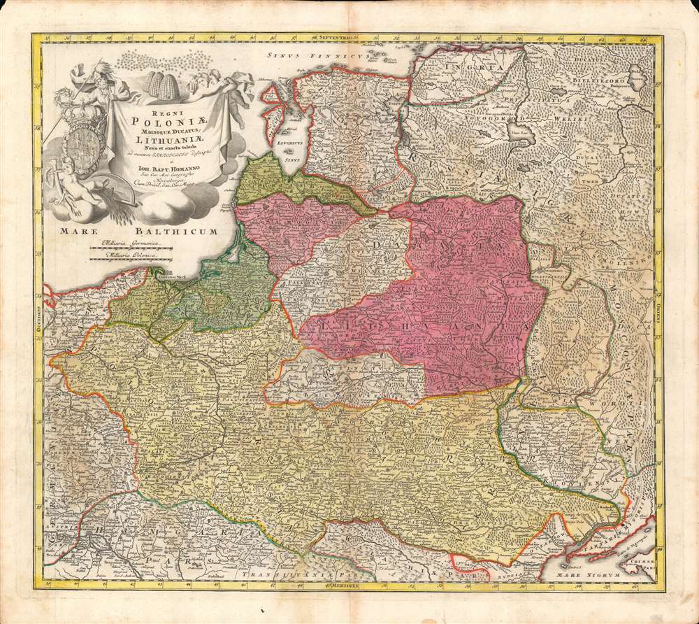 1720 Homann Map of Poland-Lithuania, the Baltic States