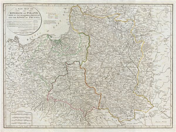 A New Map of the Kingdom of Poland, with its dismembered provinces and the Kingdm. of Prussia. - Main View