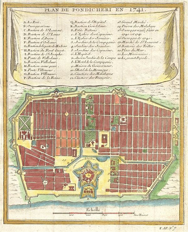 Plan de Pondicheri en 1741. - Main View