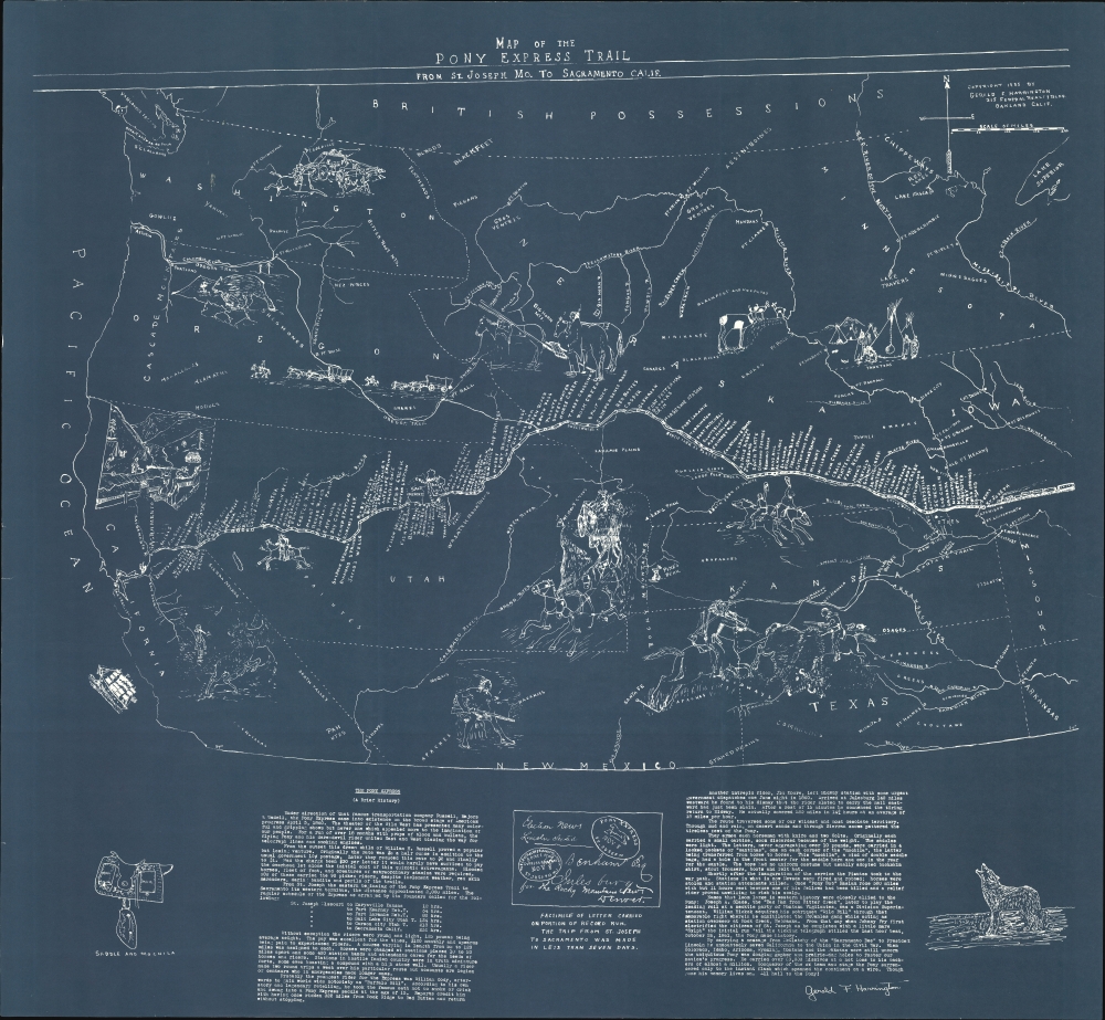 Map of the Pony Express Trail from St. Joseph Mo. to Sacramento Calif. - Main View