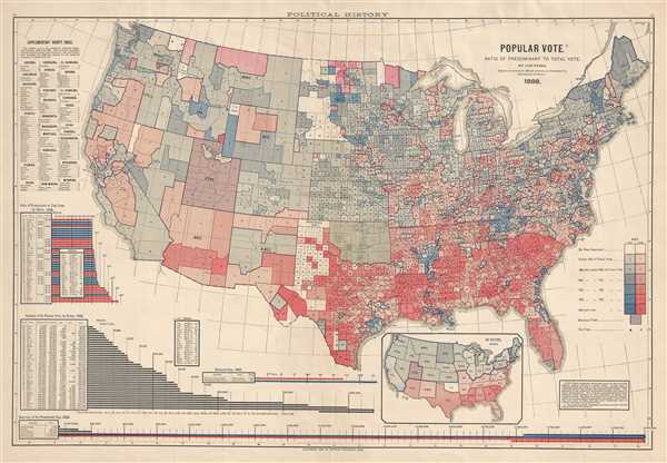 Popular Vote. Ratio of Predominant to Total Vote, by Counties. - Main View