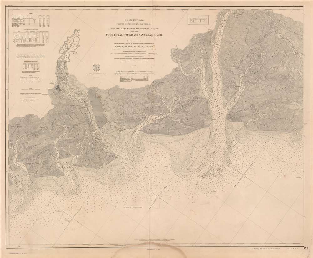 Coast Chart No. 155 Coast of South Carolina and Georgia From Hunting Island to Ossabaw Island Including Port Royal Sound and Savannah River. - Main View