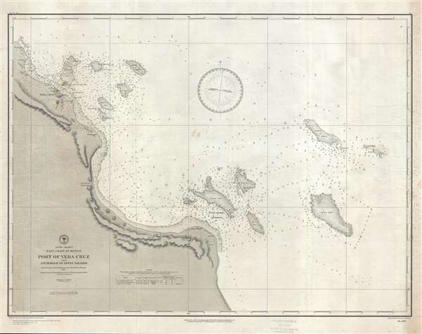 1891 U.S. Navy Hydrographic Office Nautical Chart of Port of Veracruz, Mexico