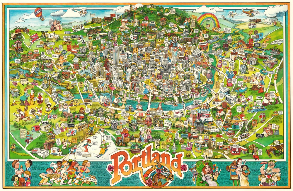 1983 Goodwin Pictorial Map of Portland, Oregon