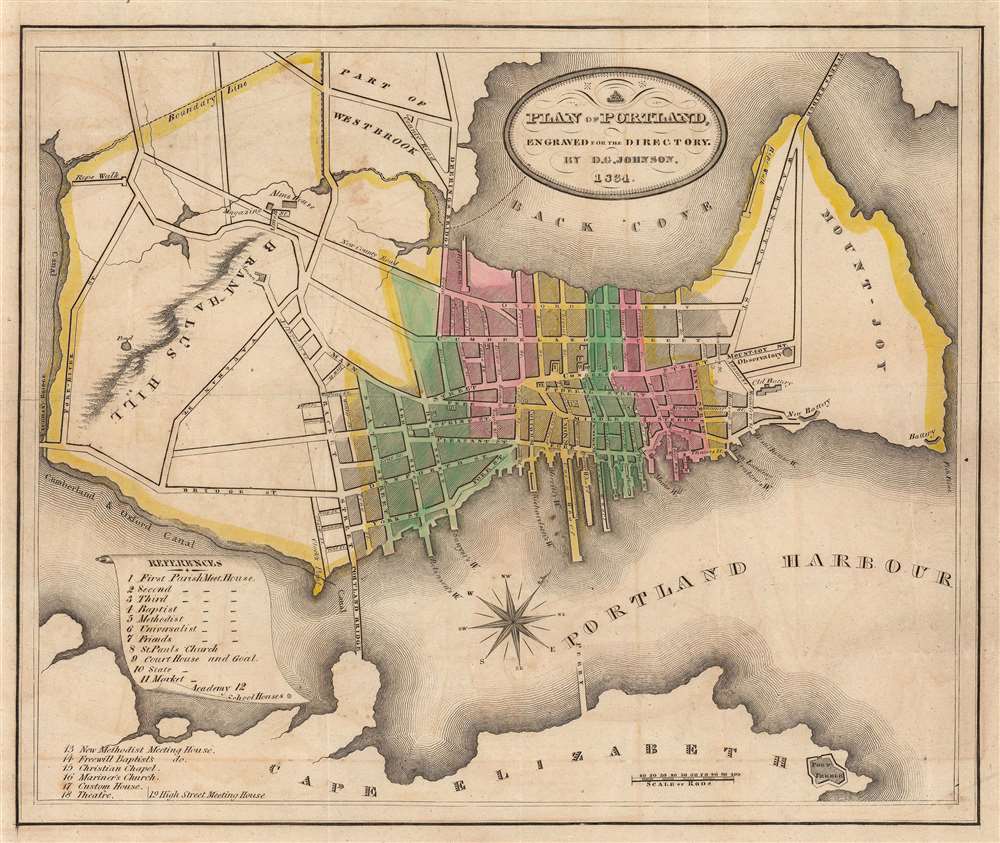 Plan of Portland Engraved for the Directory by D.G. Johnson, 1834. - Main View