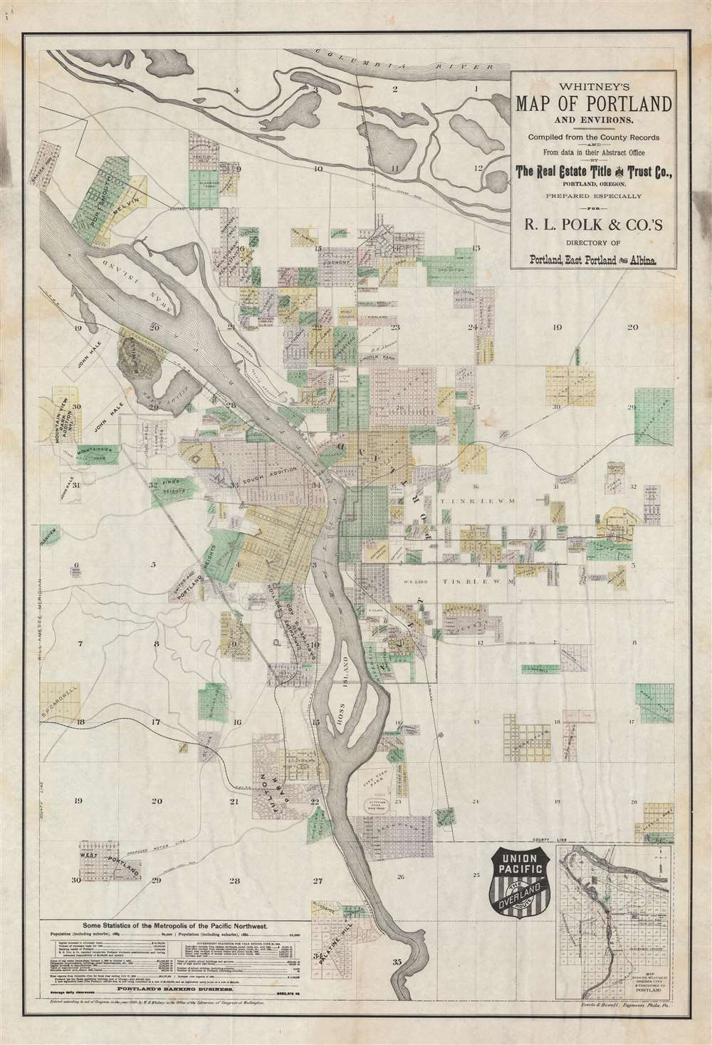 Whitney's Map of Portland and Environs. - Main View