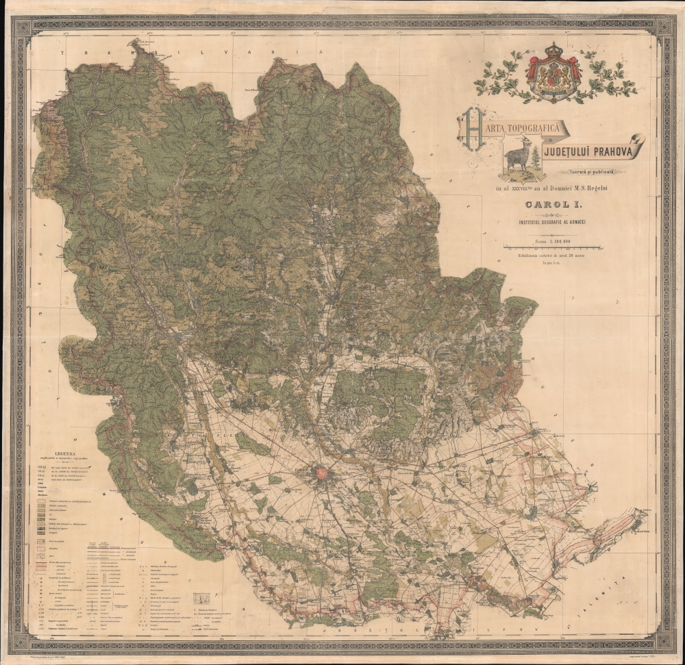 1904 Romanian Army Geographic Institute Map of Prahova, Romania
