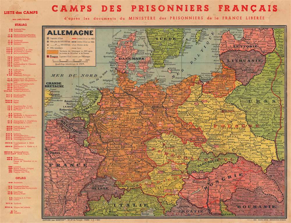 Camps des Prisonniers Français d'après des documents du Ministère des Prisonniers de la France Libérée. - Main View