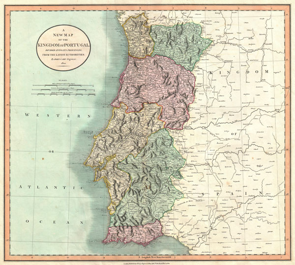 A New Map of the Kingdom of Portugal, Divided into its Provinces, from the Latest Authorities. - Main View