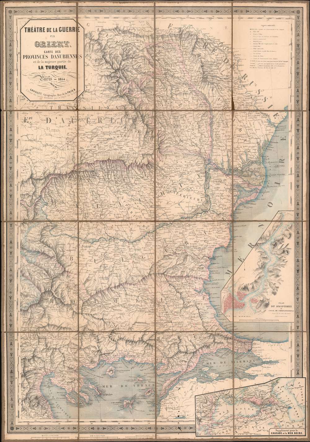 1854 Longuet Map of the Eastern Balkans and Black Sea During the Crimean War