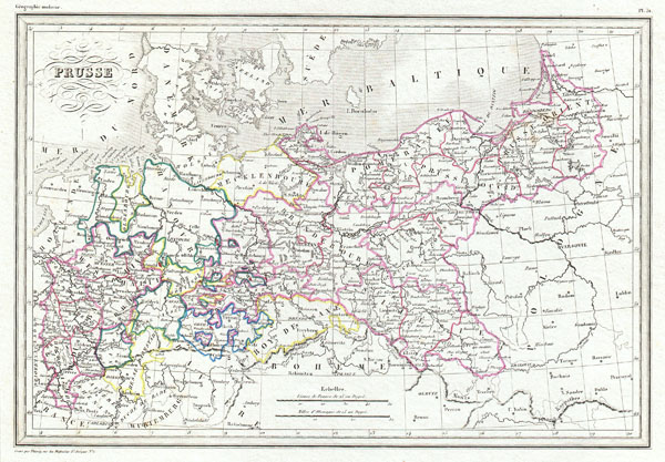 1843 Malte-Brun Map of Prussia, Germany