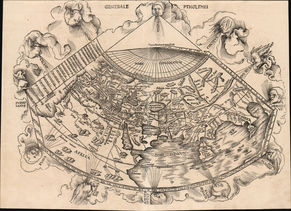 1513 Waldseemuller / Ptolemy Map of the World (Oikoumene)