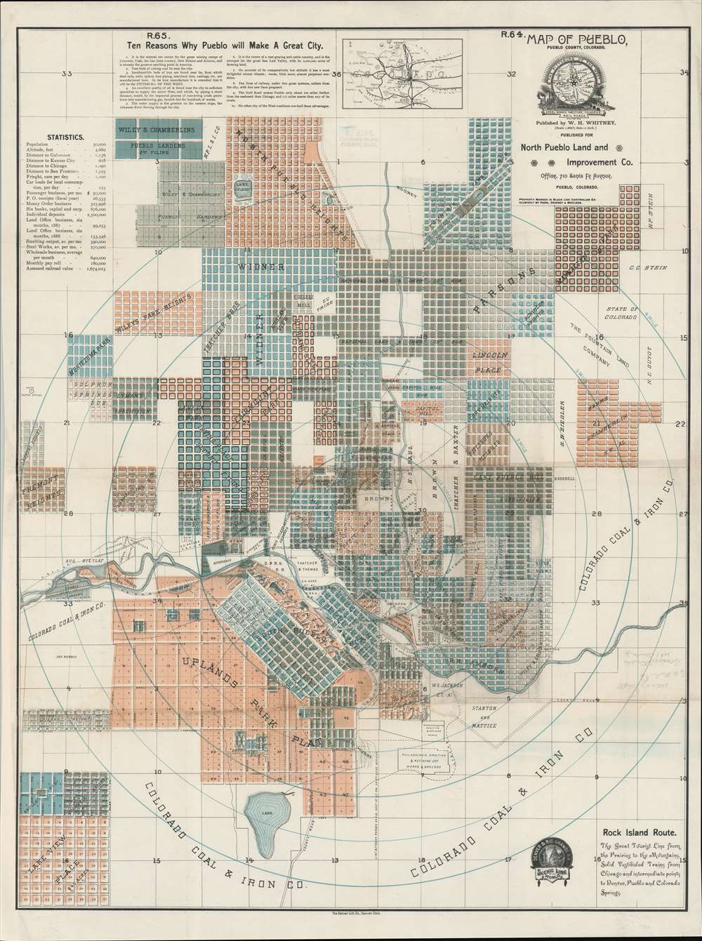 Map of Pueblo, Pueblo County, Colorado. - Main View