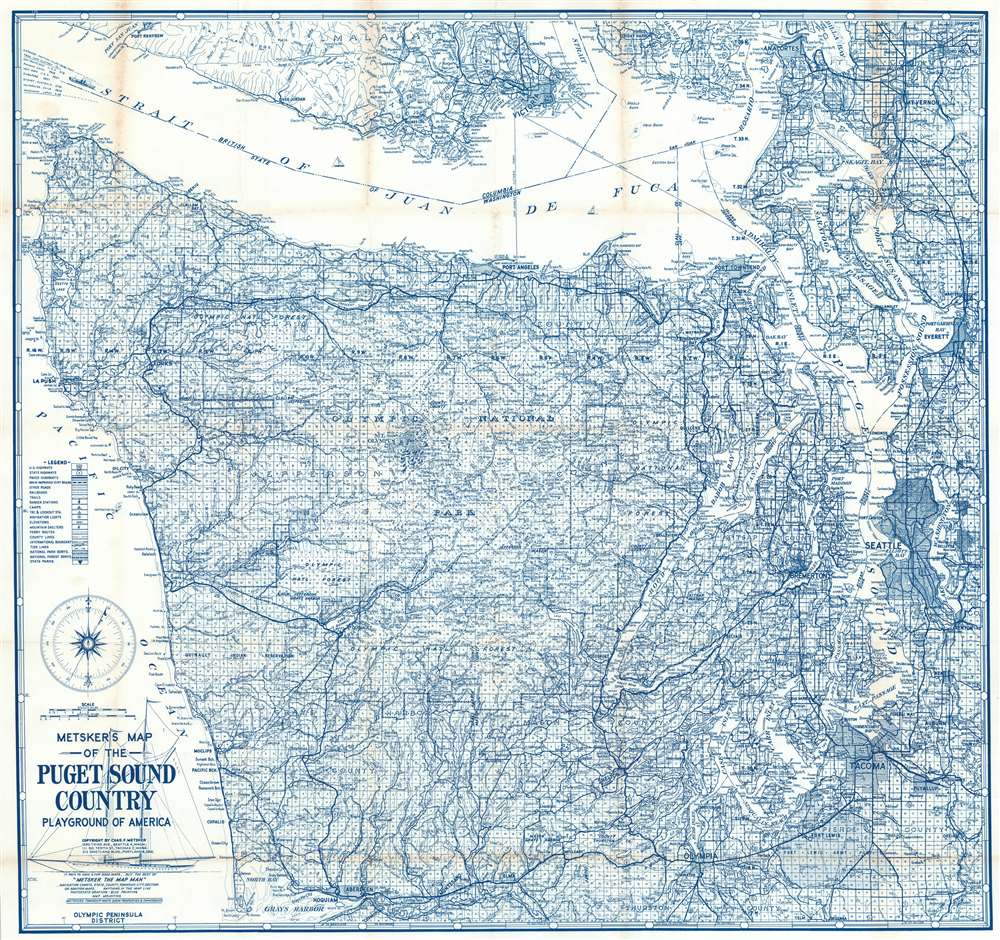 Metsker's Map of the Puget Sound Country Playground of America. - Main View