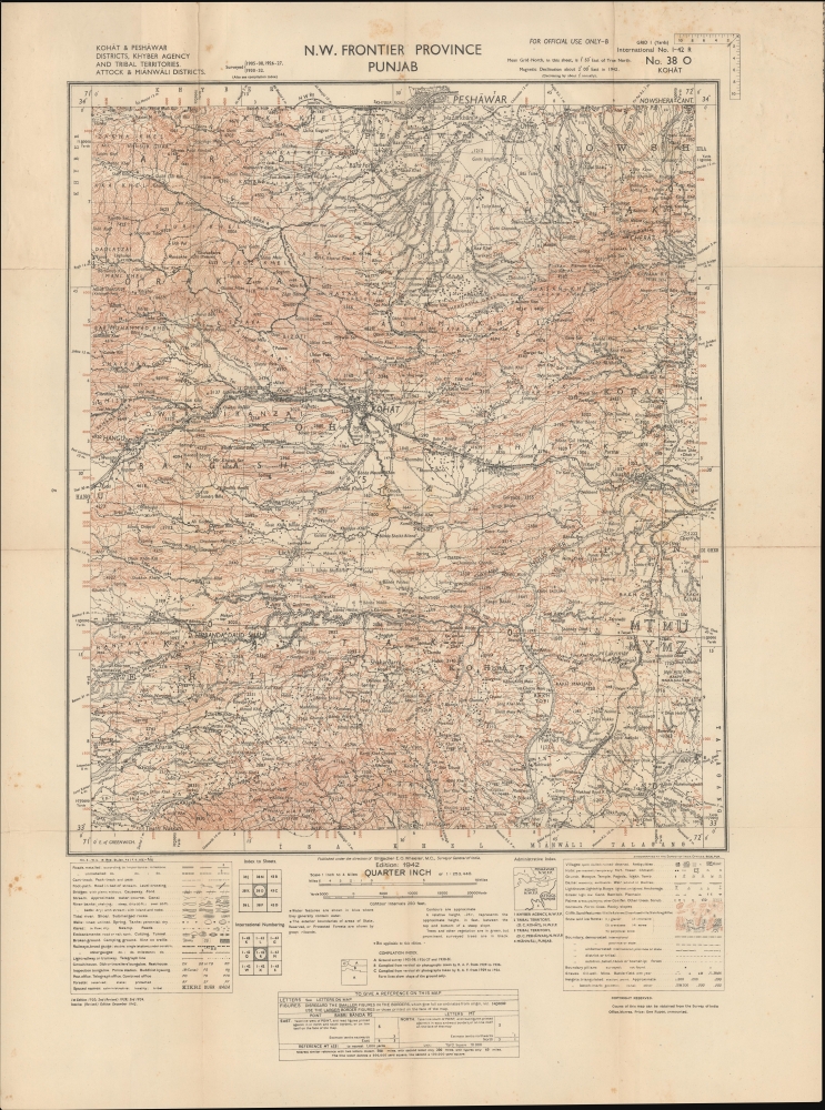 N.W. Frontier Province. Punjab. Kohat and Peshawar Districts, Khyber Agency and Tribal Territories. Attock and Mianwali Districts. - Main View