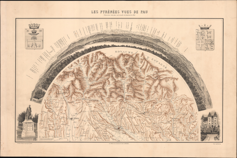 1890 Jérôme / Lenfant Panorama of the Pyrenees in Southern France