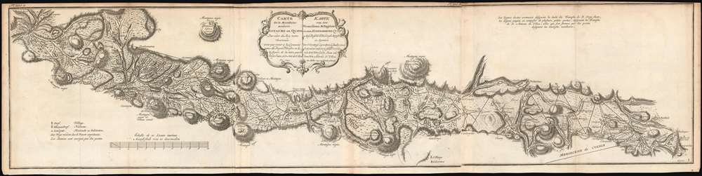 Carte de la Meridiene mesurée au Royaume de Quito; Par ordre du Roy notre Souverain pour parvenir à la Connoissance du Dégré Teirestre et de la figure de la teire par D. Jorge Juan et D. Ant. de Ulloa en 1744./  Karte von der gemessenen Mittagslinie in dem Koenigreiche Quito Auf Befehl Sr. Koenigl. Majest. in Spanien zur Erkentniss des rechten Gehalts eines Erdgrades und der Gestalt der Erde von dem Hrn Georg Juan und dem Hrn Antonio de Ulloa im Jahre 1744 zu Stande gebracht. - Main View