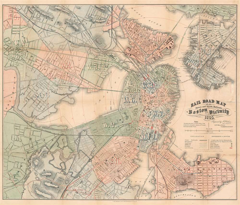 Rail Road Map of All Street and Steam Railroads in Boston and Vicinity. - Main View