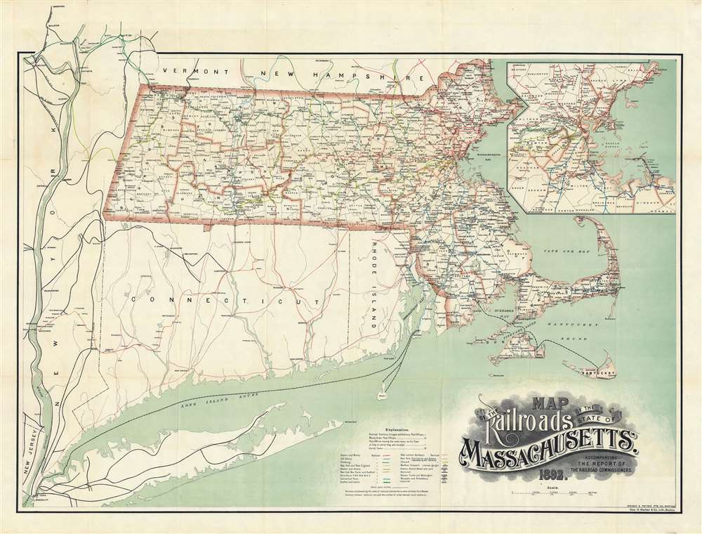 Map of the Railroads of the State of Massachusetts. - Main View