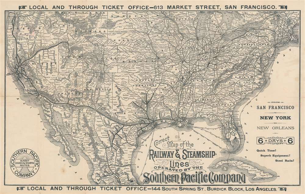 Correct Map of the Railway and Steamship Lines Operated by the Southern Pacific Company. - Main View