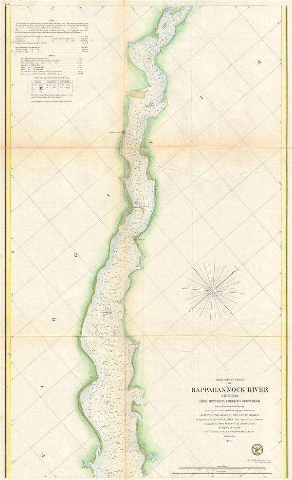 Preliminary Chart of Rappahannock River Virginia from Occupacia Creek to Deep Creek. - Main View