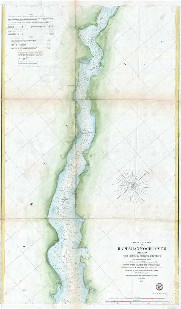 Preliminary Chart of Rappahannock River Virginia from Occupacia Creek to Deep Creek. - Main View