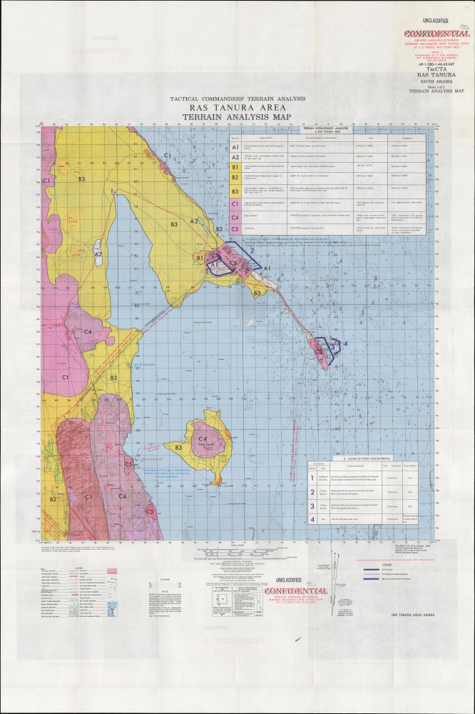 Tactical Commanders' Terrain Analysis Ras Tanura Area Terrain Analysis Map AP-1-380-46-65-INT. TacCTA Ras Tanura Saudi Arabia. - Main View