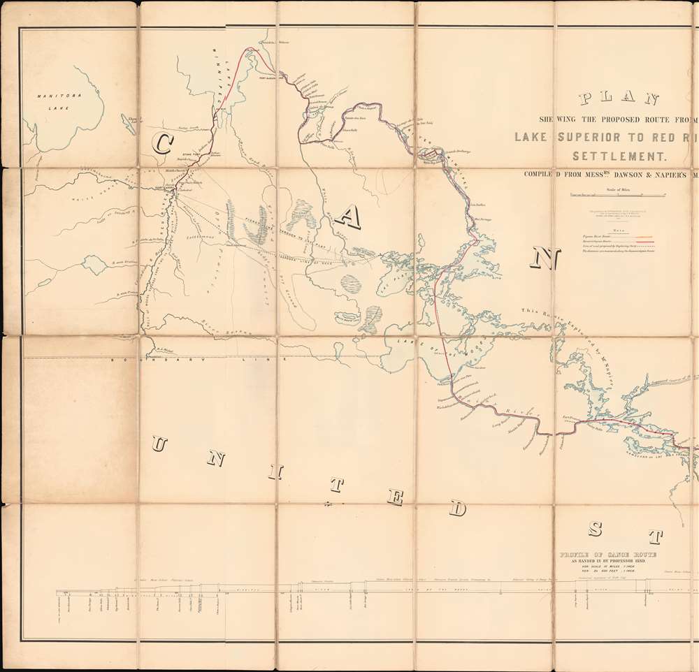 Plan Shewing the Proposed Route from Lake Superior to Red River Settlement. - Alternate View 2