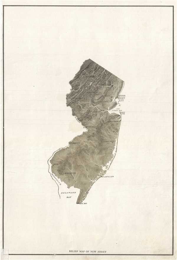 Relief Map of New Jersey. - Main View