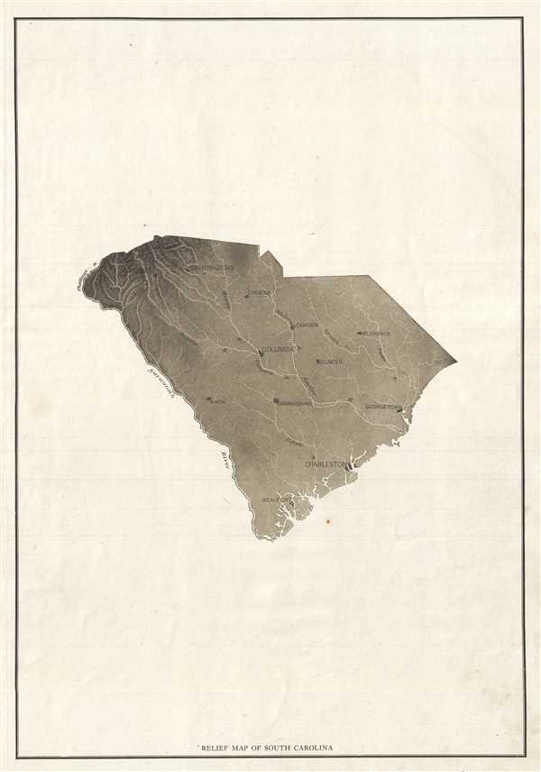 Relief Map of South Carolina. - Main View