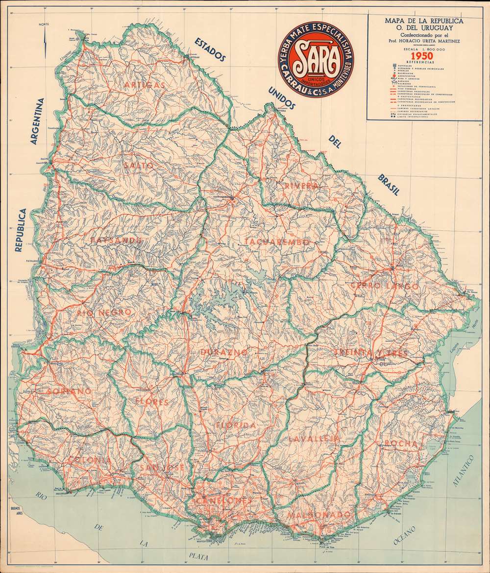 Mapa de la Republica O. del Uruguay. - Main View