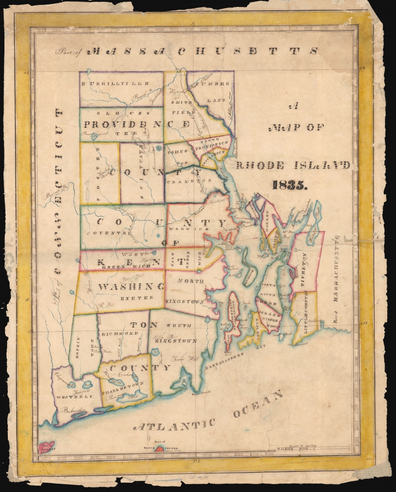 A Map of Rhode Island 1835. - Main View