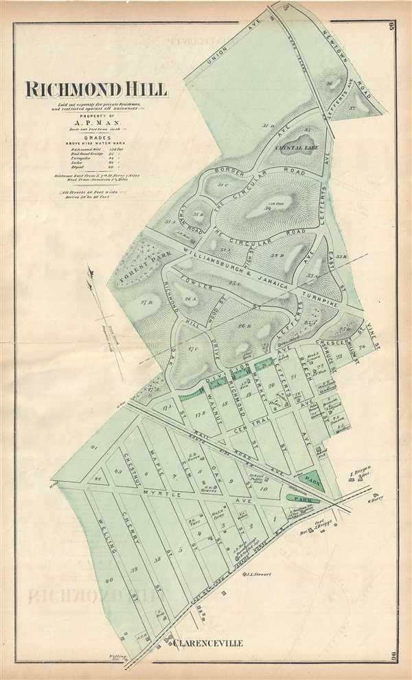 Richmond Hill. Laid out expressly for private Residences, and restricted against all nuisances. Property of A. P. Man. - Main View