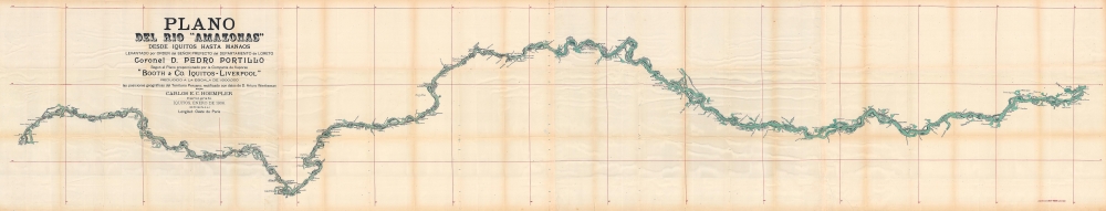 Plano del Rio 'Amazonas' desde Iquitos hasta Manaos: levantado por orden del Señor Prefecto del Departamento de Loreto Coronel D. Pedro Portillo Segun el Plano proporcionado por la Compañía de Vapores 'Booth and Co. Iquitos - Liverpool' - Main View